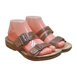 Dansko Rosie Brown Leather Two Strap Sandals Women's Size EU 39 US 8.5-9